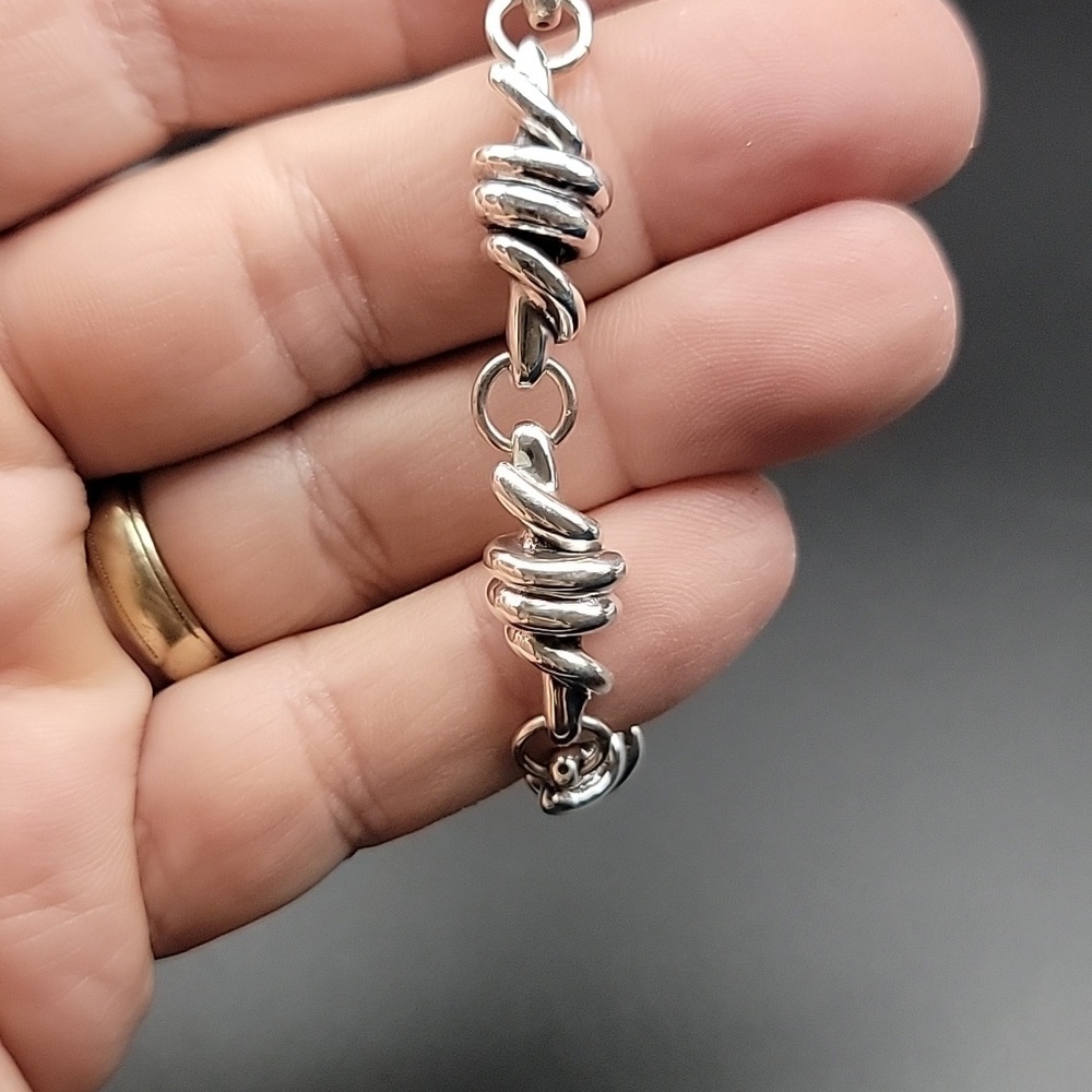NWOT 925 Sterling Silver Twisted Link Polished Electroform Bracelet Size 6.75 - Picture 7 of 7